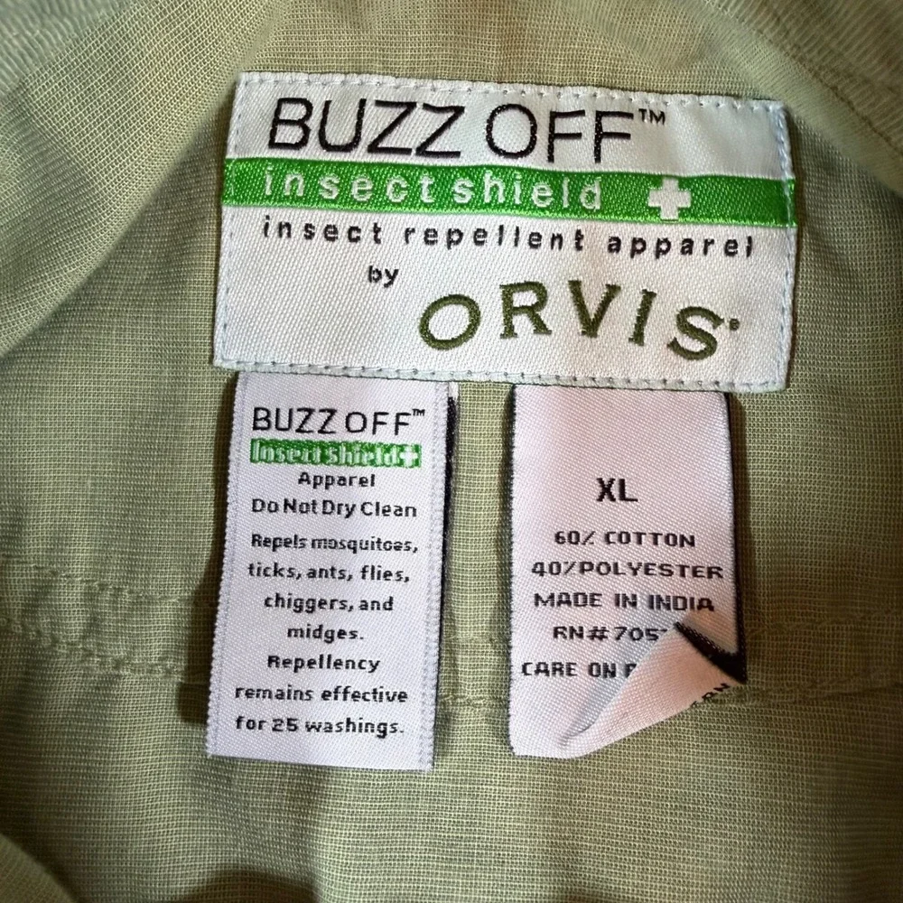 Orvis Buzz Off Insect Shield Shirt Mens XL Sage Green Long Sleeve Fishing Hiking - Picture 7 of 9